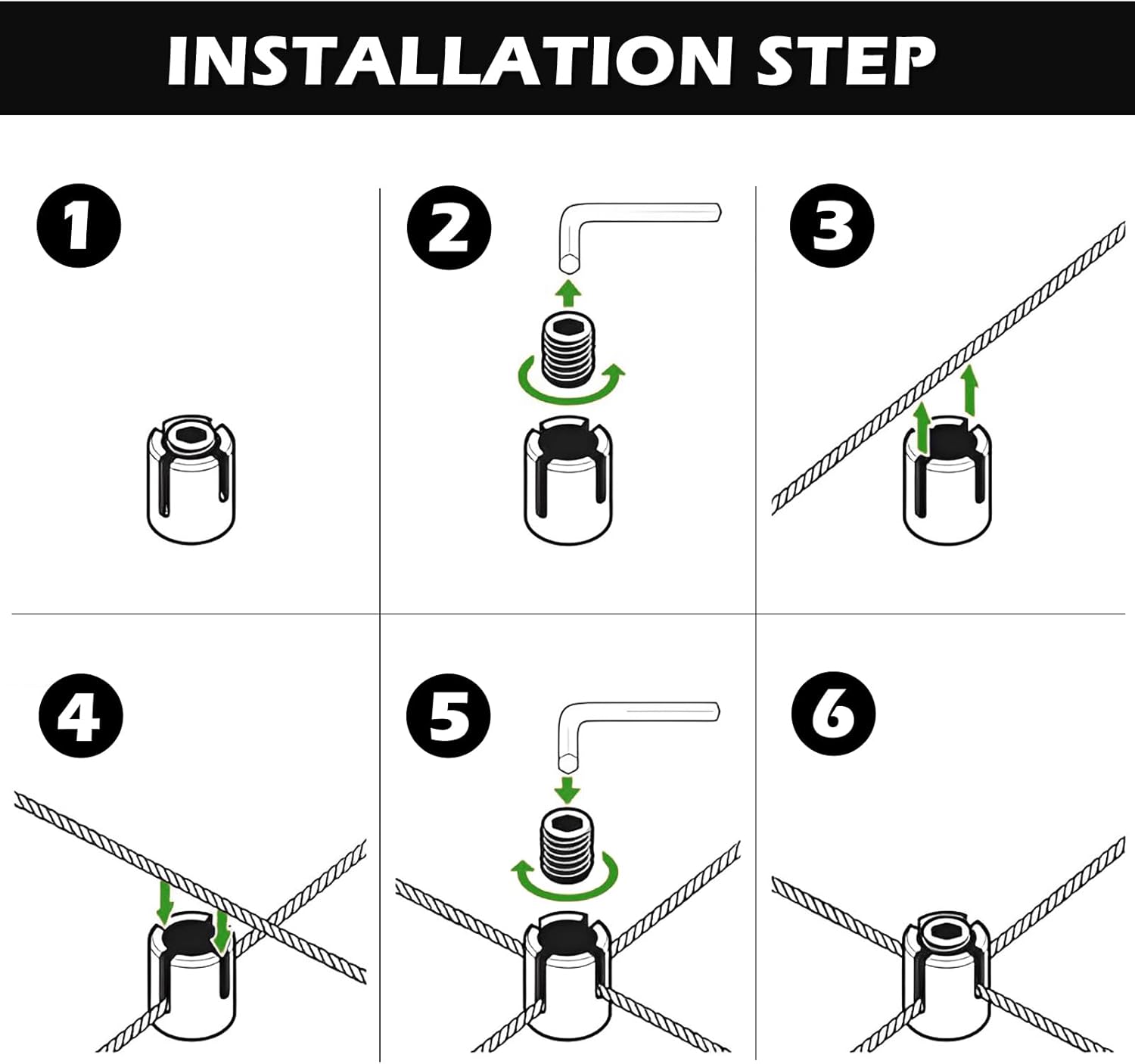 20Pcs Heavy Duty Cross Cable Clamp + Cutter + 20Pcs Black Cylindrical Standoffs + 65ft Vinyl Coated Cable | Acemaker Wire Trellis for Climbing Plants Outdoor