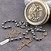 HanlinCC Hematite Black Stone Beads Saint Michael the Archangel Catholic Rosary Necklace with Gold Plated Metal Gift Box for Men Women