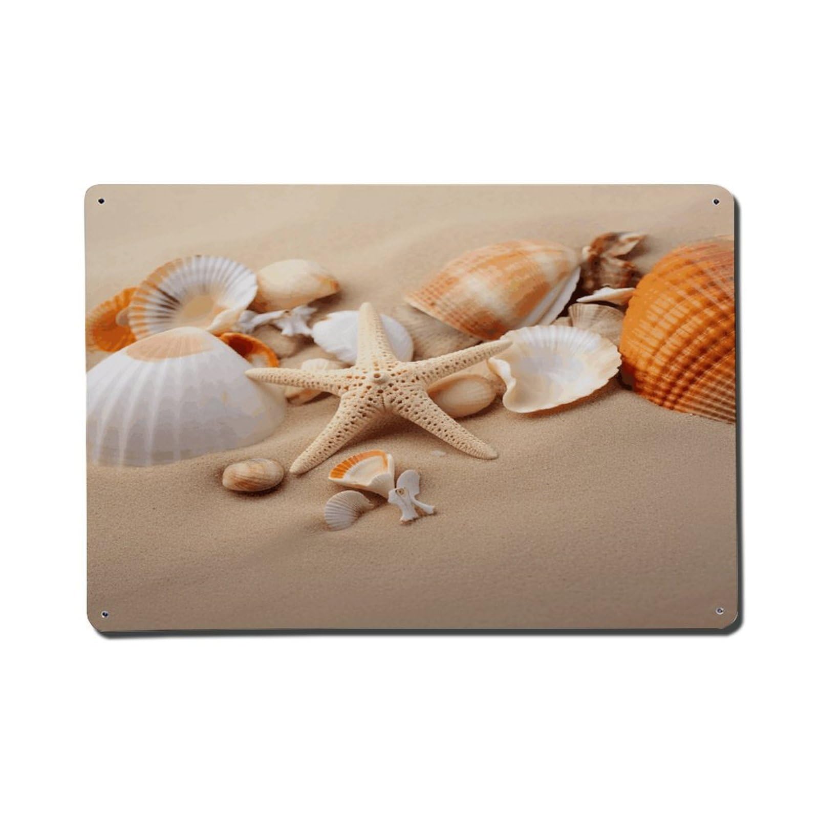 Adfgyerh Style Seashells Starfish On The Sand Metal Signs Funny, Aluminum Tin Sign Indoor Outdoor Decor, Vintage Signs For Home Office Kitchen Bar Cafe Garden Farmhouse Wall Decor