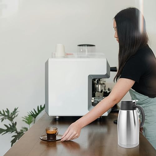 Miniatura 3 de Stainless Steel Insulated Vacuum Coffee Carafe 2L Large Capacity Beverage Dispenser Metal Water Pitcher with Lid for Keeping Hot