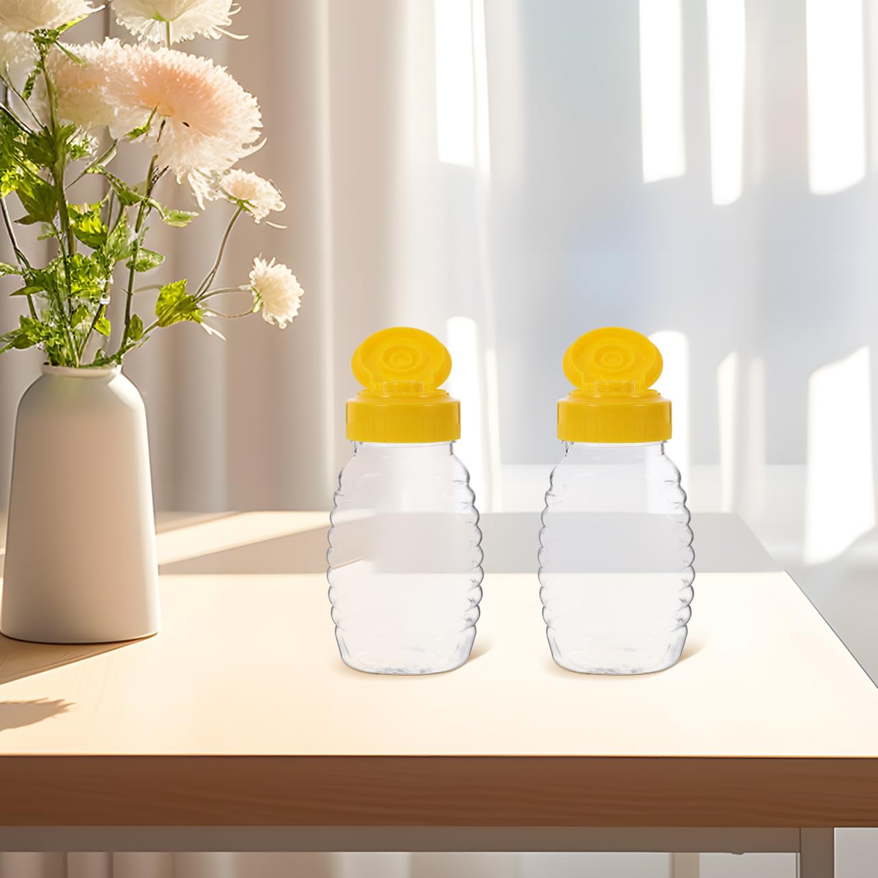 LALAFINA 2 Stück Honigspender Honigdosierer Nachfüllbare Quetschflasche Für Honig Auslaufsichere Kunststoff-Flasche Zum Dosieren Von Gewürzen Ketchup Und Senf Für Küche Restaurant Café