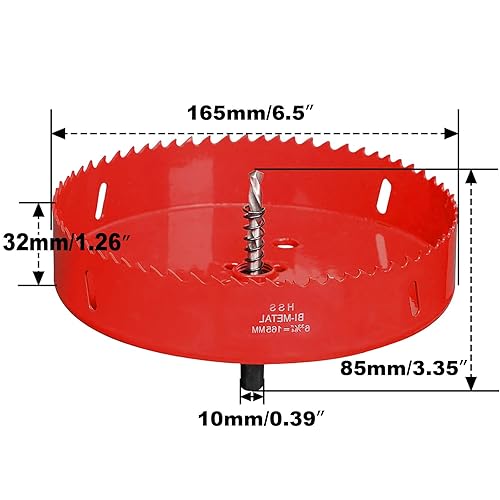 Miniatura 2 de Broca de sierra de agujero bimetálica HSS de 6.5"165mm para madera, plástico, aluminio, herramienta de taladro eléctrico para perforar tableros de