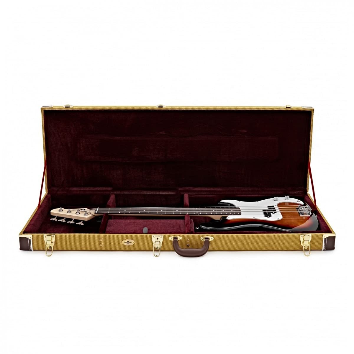 Custodia rigida per chitarra per bassi Tweed con fodera in peluche