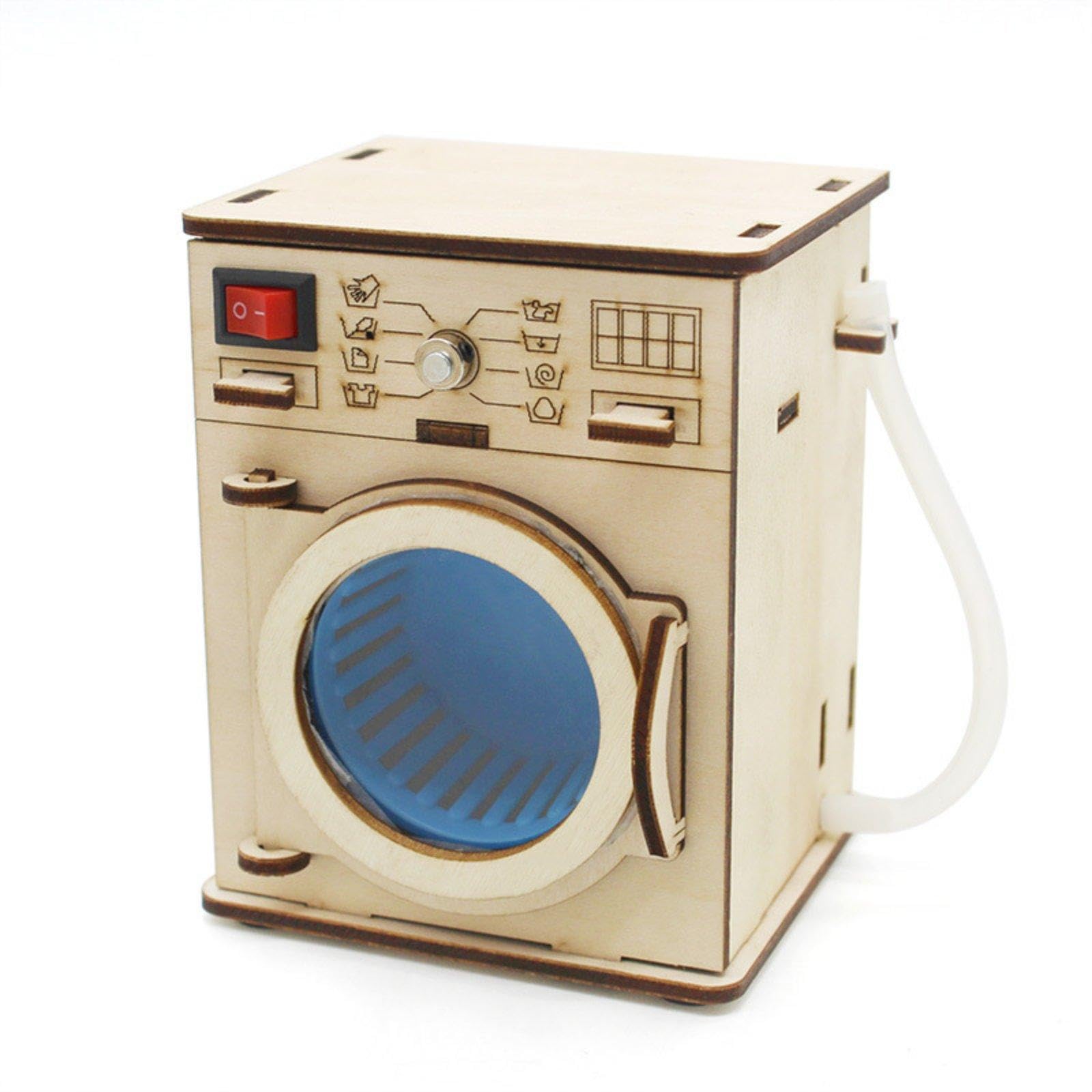 diy washing machine model educational front-load washer science toy rotating drum wooden washer assembly kit for students, kids, classroom drum model 3|washing machines|home & garden