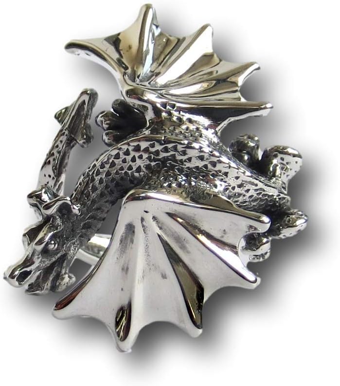 Dragon ring, solid sterling silver, hallmarked