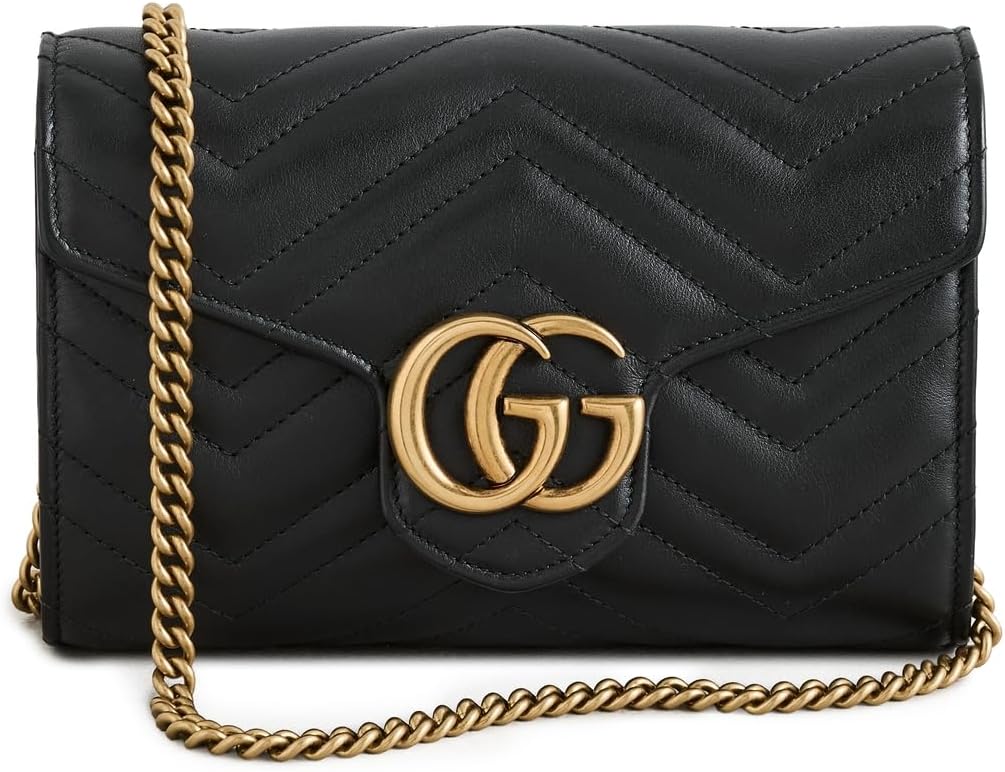 Women's Pre-Loved Gucci Marmont Chain Wallet, Matelasse, Black, One Size