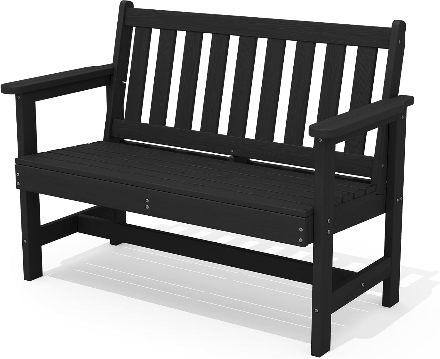 SERWALL HDPE Outdoor Bench for 2: Weatherproof 660 lbs Patio Garden Bench, Black - Easy Assembly, Rustproof