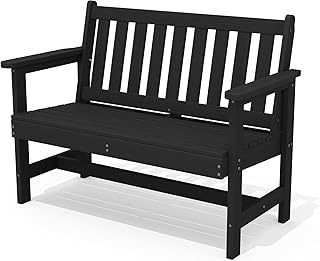 12 Backyard With Hill Ideas for Smart Terraced Practical Use 63 SERWALL Outdoor Bench, HDPE Outdoor Benches Weatherproof, 2-Person Garde...
