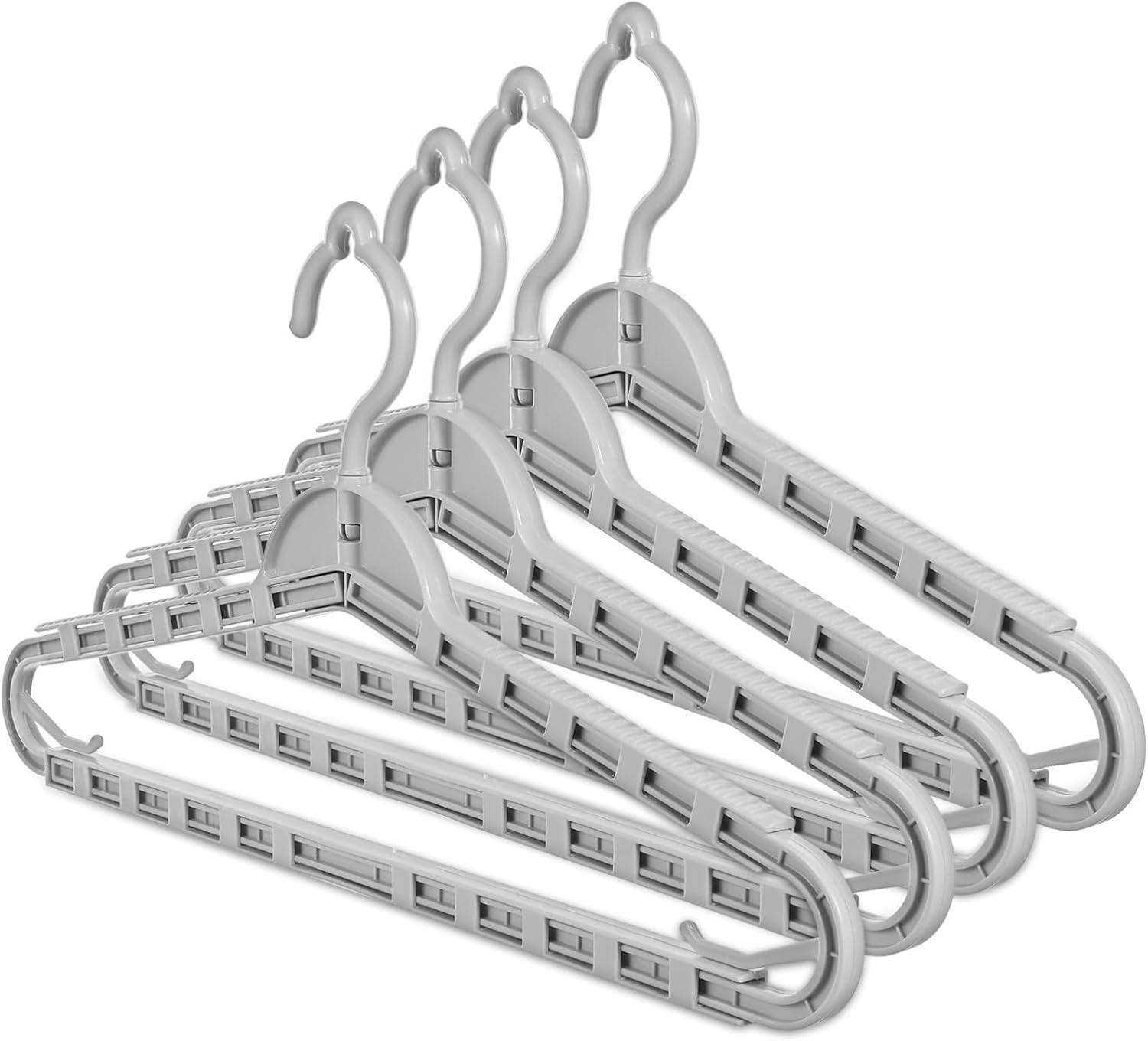 4pcs Retractable Wide Hangers for Clothes and Quilts Multi-Functional Hangers Rotatable Hook for Space-Saving Storage of Coats Jackets and More