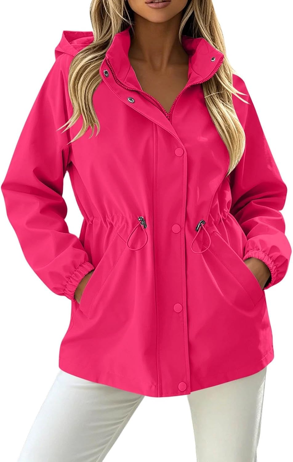 Women's Waterproof Lightweight Rain Jacket with Hood for Hiking