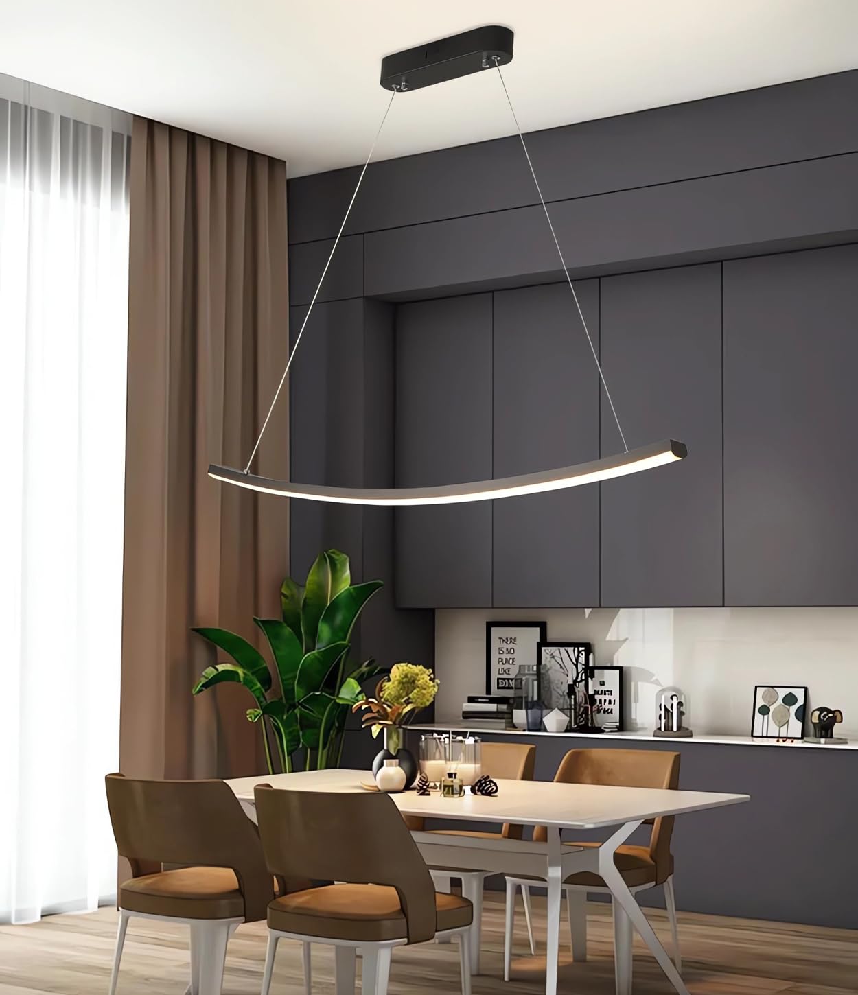 Lámpara de techo LED colgante regulable con mando a distancia para comedor y cocina moderna 8