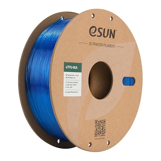 Bobine de Filament TPU-95A Esun - Bleu Transparent - 1kg