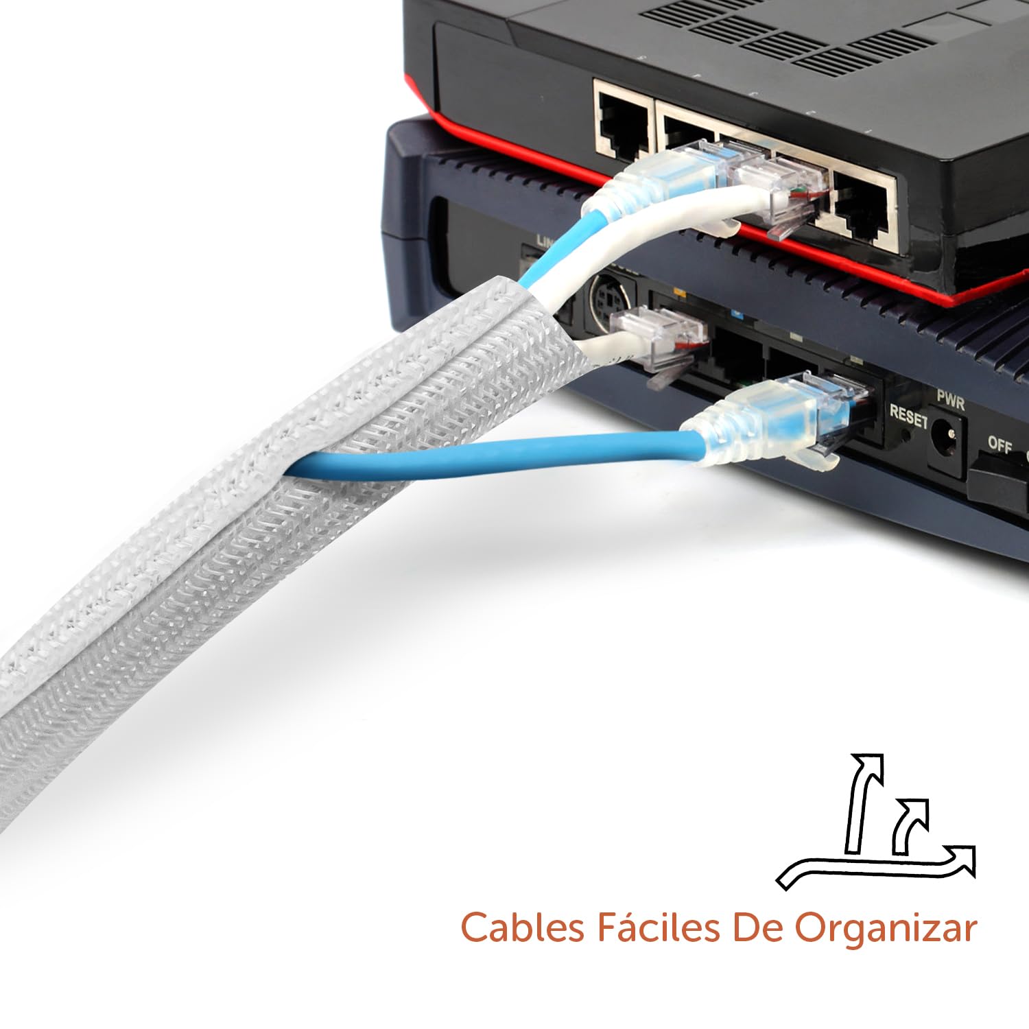 shinfly 13mm-3m Organizador de Cables, Manguito de Cable Auto, Recoge Cables Mesa Escritorio, Cierre Ocultar Cubre Cables para TV PC, Blanco