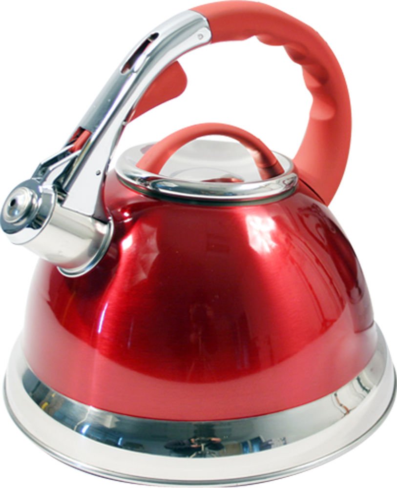 3.5L Stainless Steel Whistling Kettle with Silicone Handle (Red)