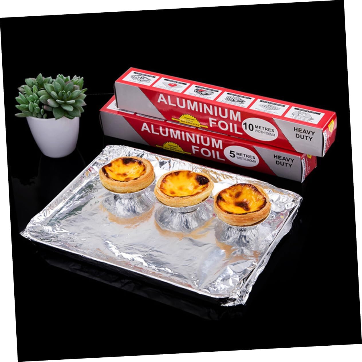 3 Rolls Aluminum Foil Bbq Baking Foil Paper for Roasting Grilling Cooking Multipurpose Heavy Duty Food Wrap Resistant to High and Low Temperatures