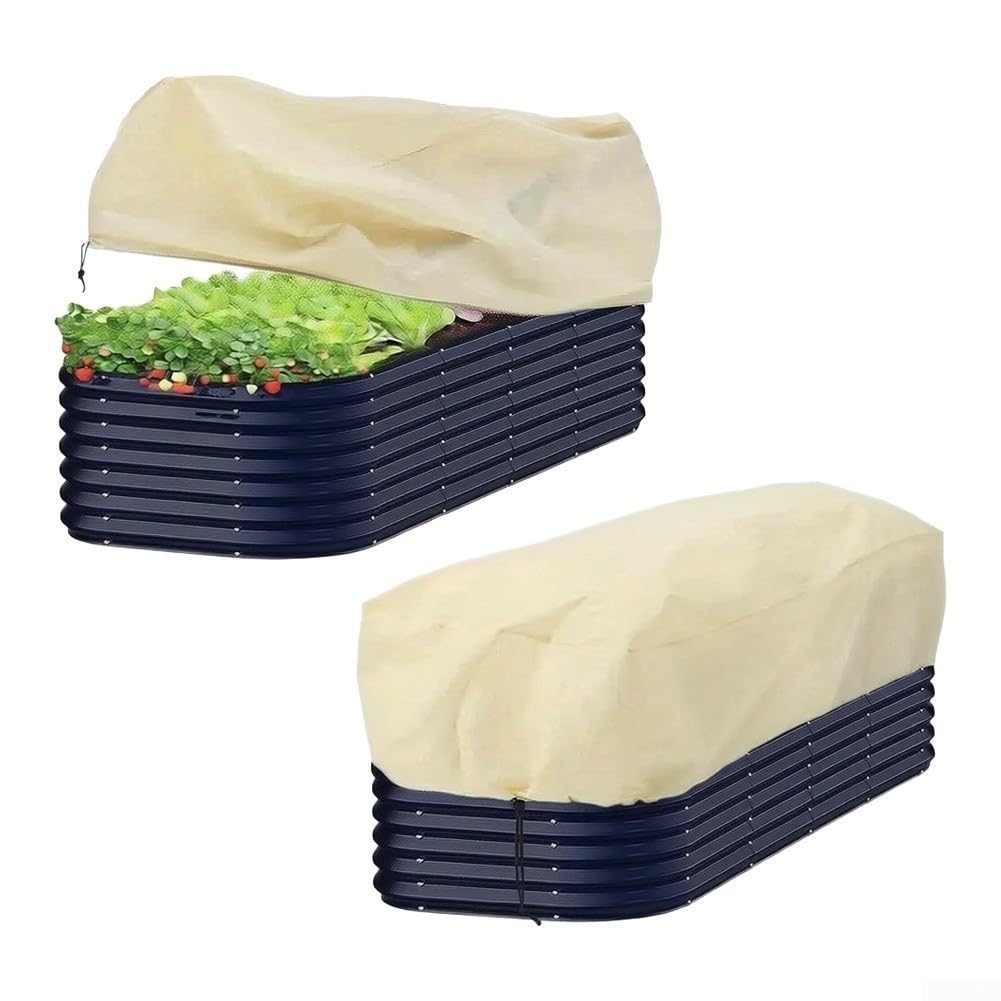 2pcs Plant Covers Protection Non-woven Drawstring Rectangular Winter