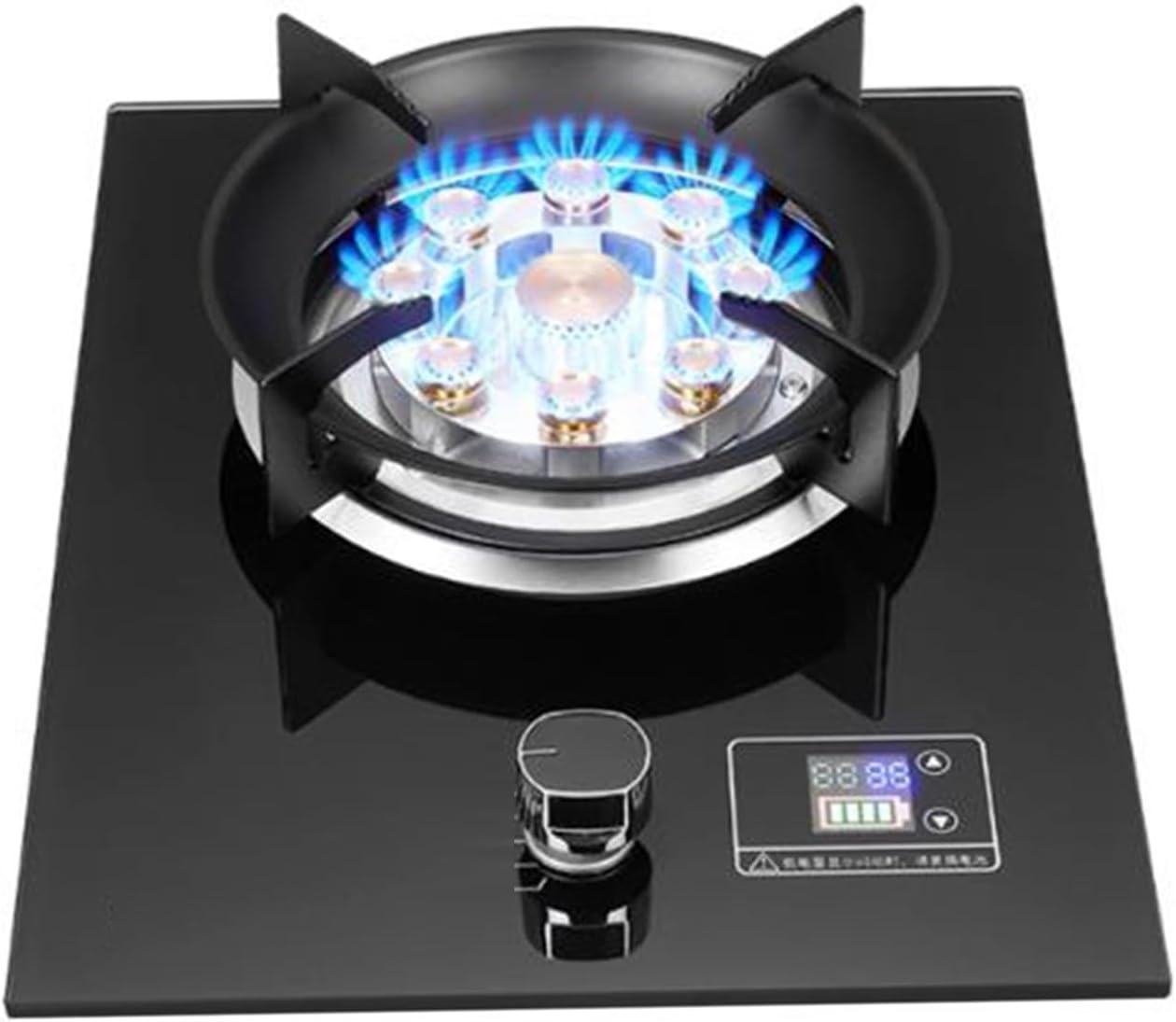 Built-in Gas Cooker,Residential Single-burner Stove,5.2kw 9-cavity High-fire Frying Pan,with Flameout Protection and Timer,NG/LPG Source Kit(LPG)