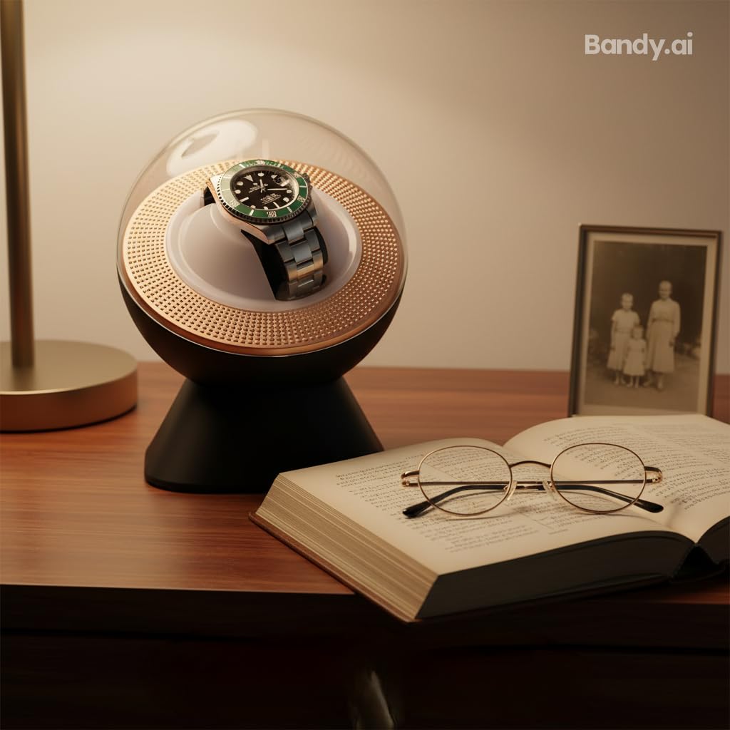 Ultra Quiet Single Watch Winder for Rolex with Ambient LED Lighting - Gift for Men, Automatic Watch Storage Box with One Watch Pillow, Whisper Quiet Motor for Mechanical Watches