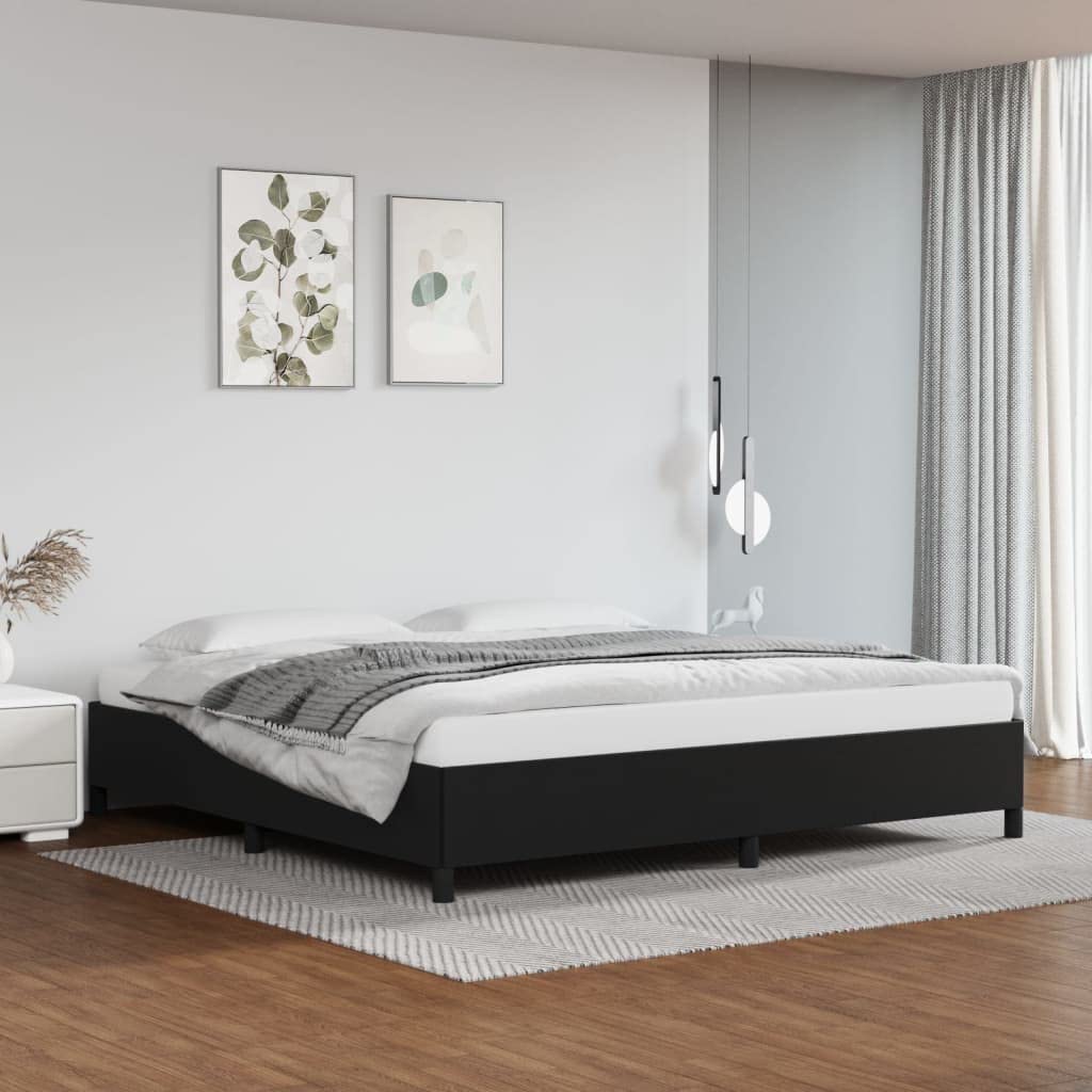 Sztuczna skóra z solidnymi nóżkami 200x200 cm Czarny