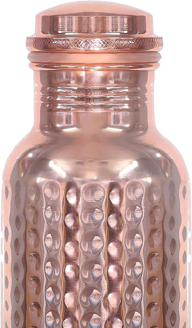 Copper Water Bottle - 34 Oz, Handcrafted Ayurvedic, Leak Proof, Wide Mouth, Made with Pure Copper