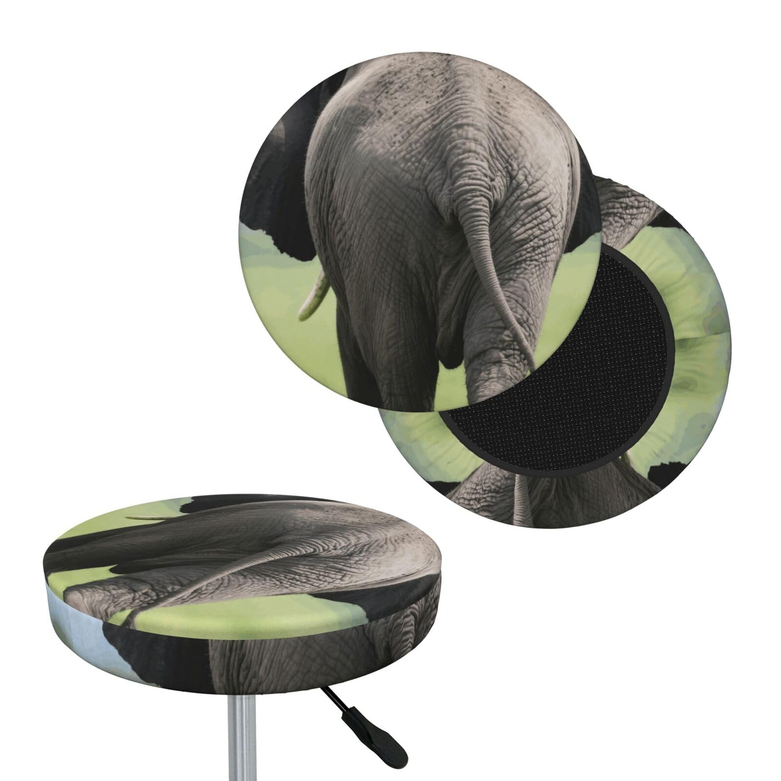 FekiLoot Funny Elephant Round Bar Stool Covers Stretch Washable Bar Stool Covers Dustproof Slipcover Bar Chair Covers with Elastic Band for Bar Kitchen Living Room Decor 13 Inch