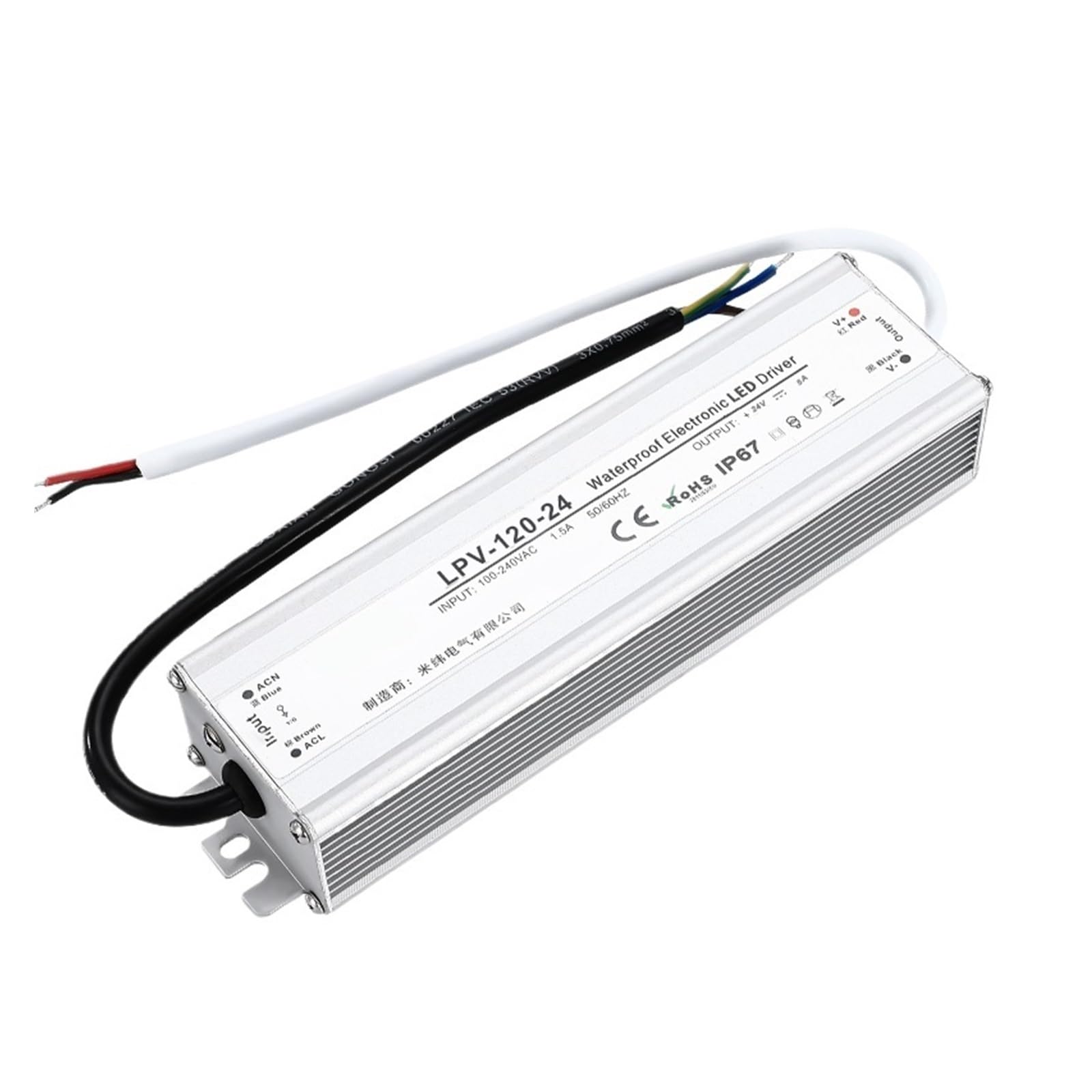 ANERTQUIH LPV-120-24 Waterproof Switching Power Supply AC to DC 120W 100-240VAC 24VDC 5A