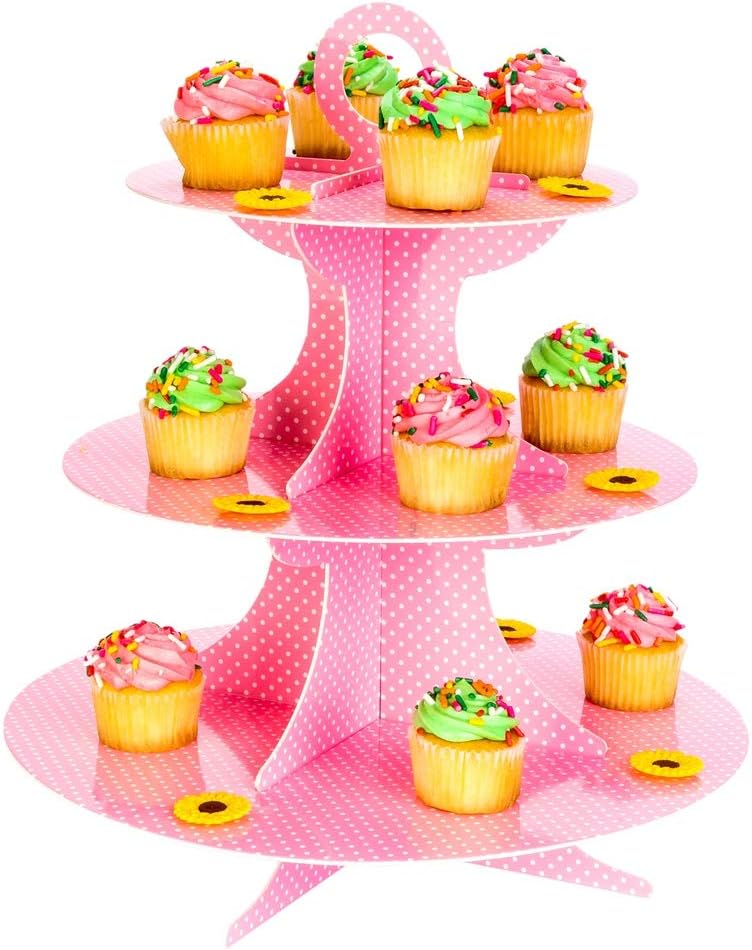 Restaurantware 3 Tier Cardboard Cupcake Stand Pink with