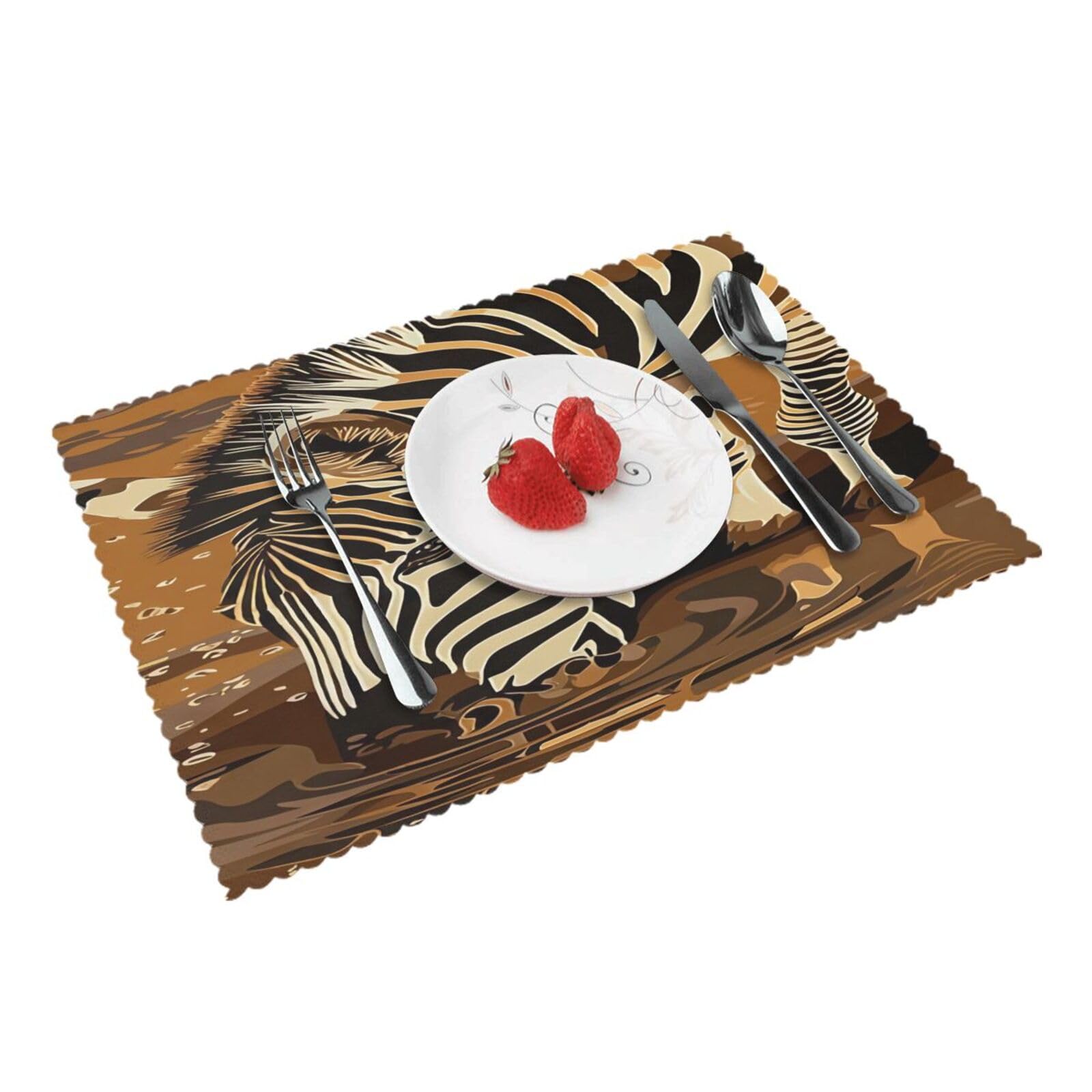 Zebra Stripes Placemats Set of 4 Print Table Mats Place Mats Table Decor for Kitchen Dining 12X18 in