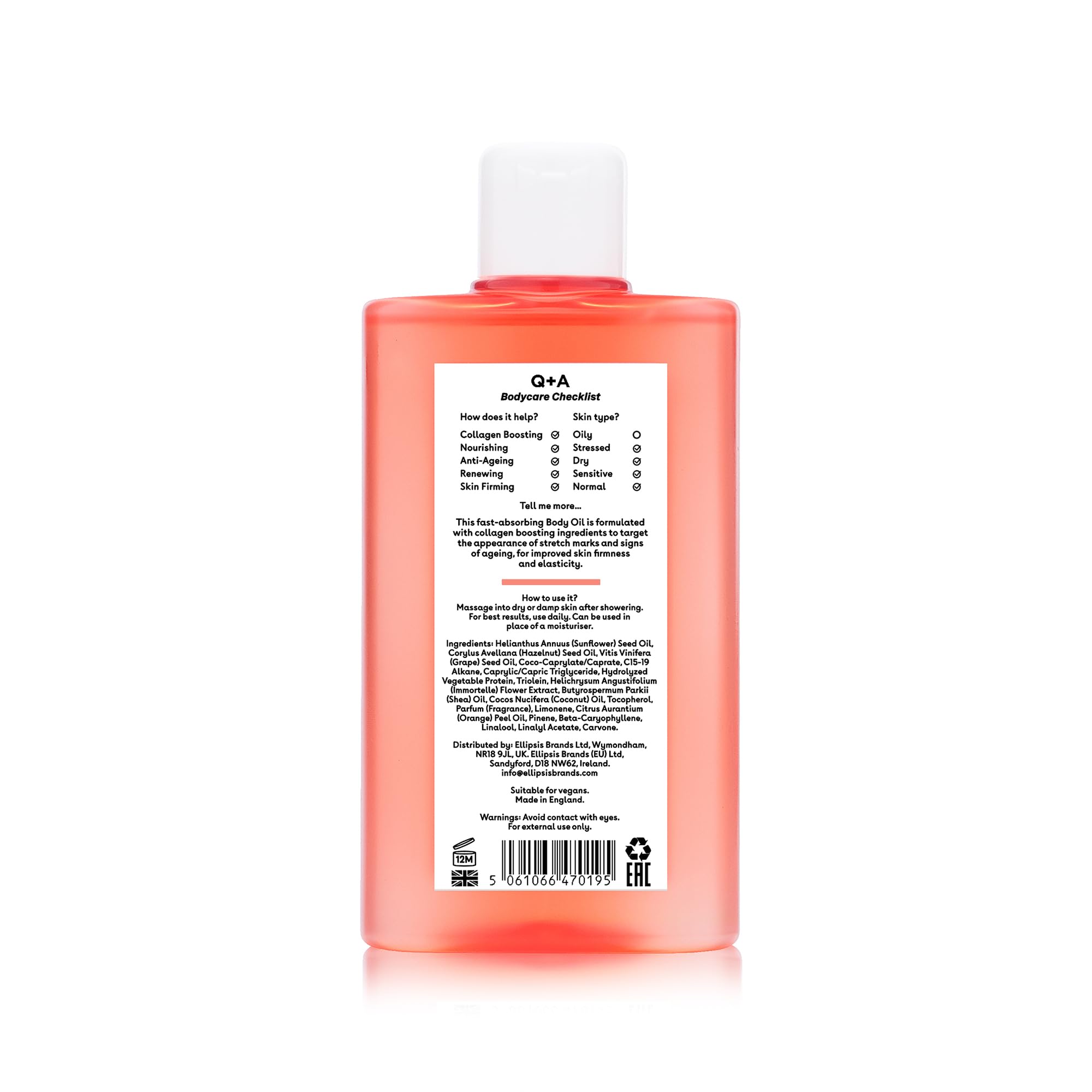 Q+A Collagen Body Oil (150ml), Nourishing Body Moisturiser with Vegetable Collagen, Immortelle Oil and Omega-9 - Image 2