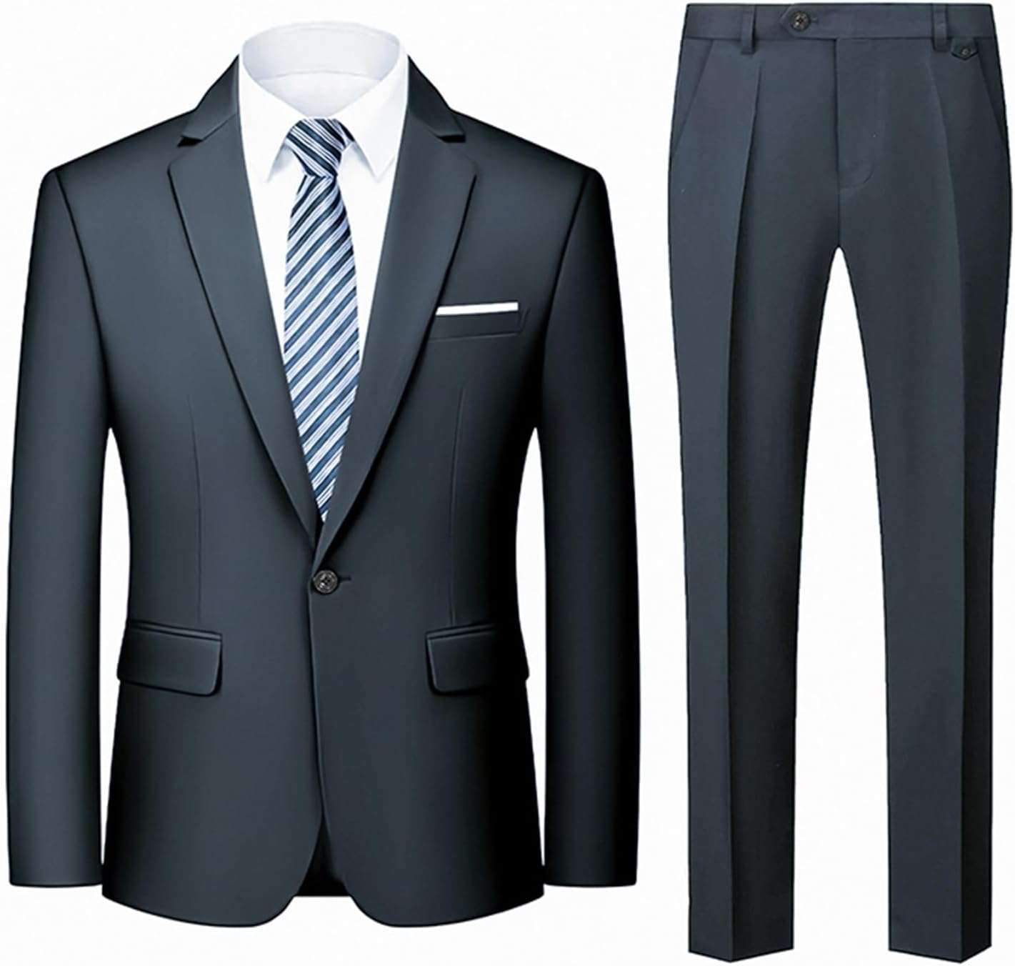 Men's Suits Regular Fit 2 Piece one Button Blazer Pants Set Formal Wedding Prom Tuxedo Suits - Image 2