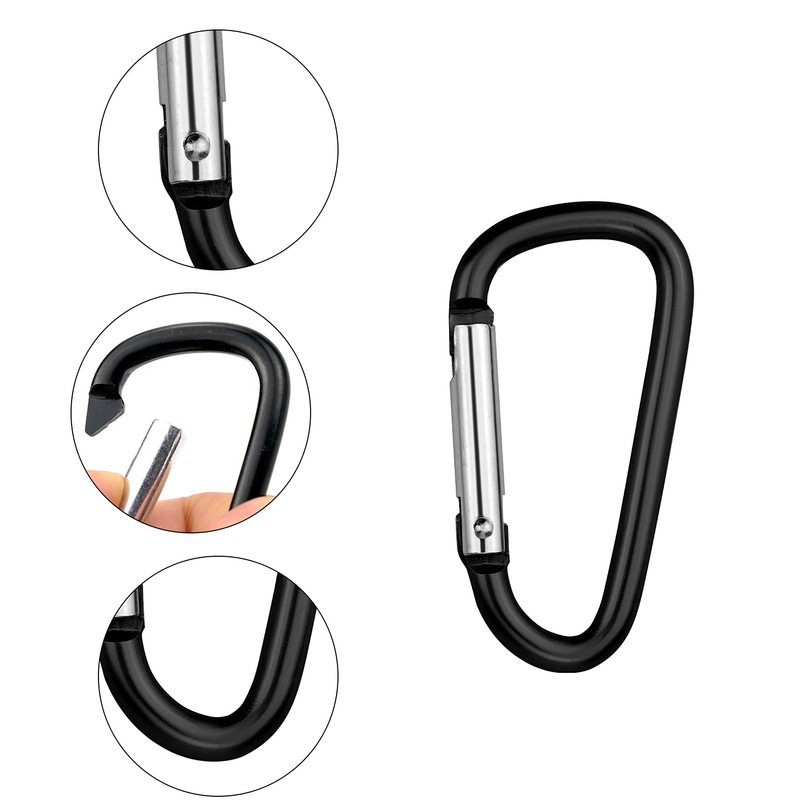 Lot De 10 Mousquetons INOX + 5 Anneaux - Acier Inoxydable 304 - Pour Porte-Clés, Camping, Hamac