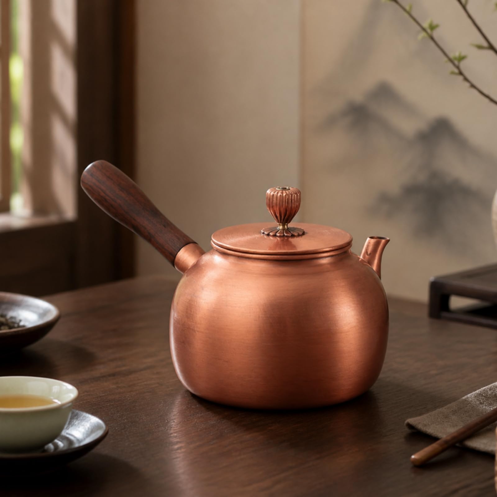 Tetera Cobre Tetera con Mango Hervidor para Aficionados Al Té, Fu Zhu 06C
