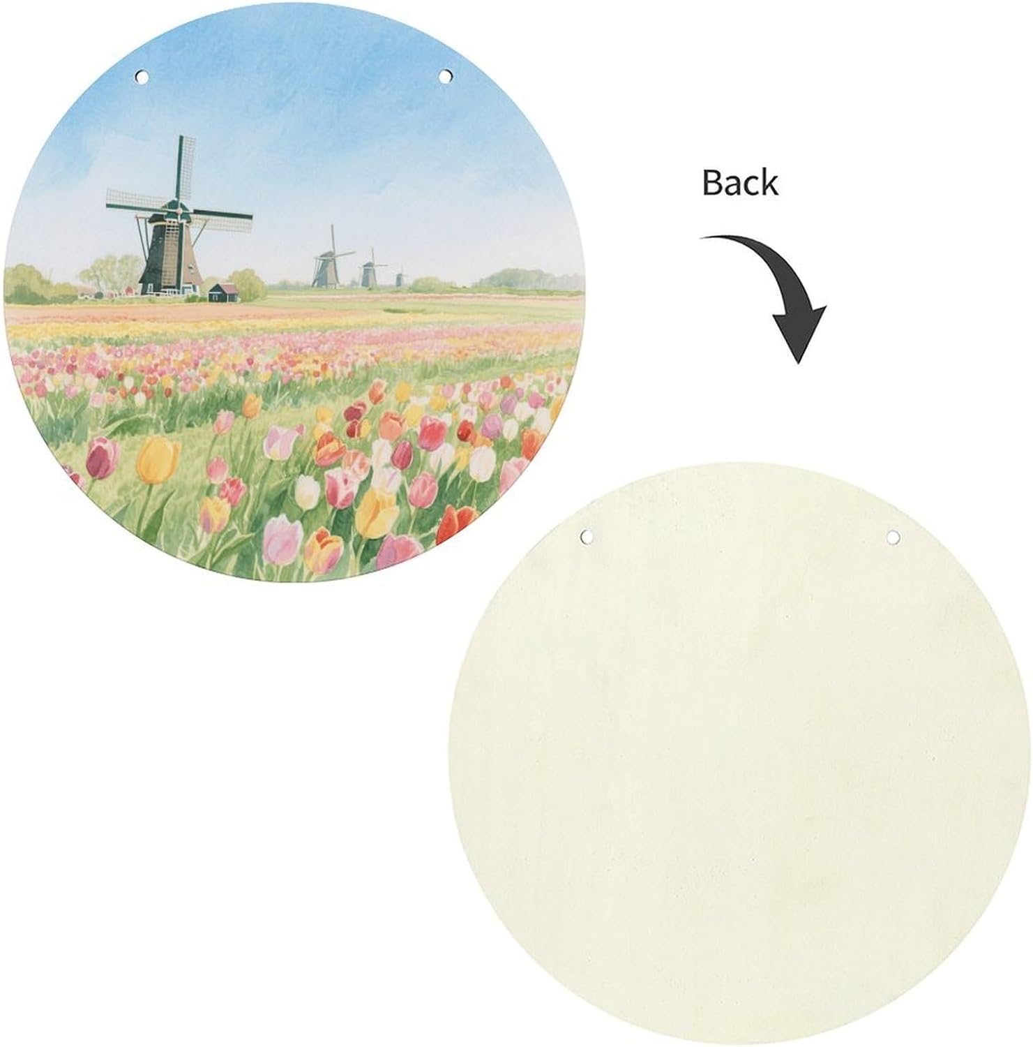 Tulip Sea Windmill Painting Wood Painting
