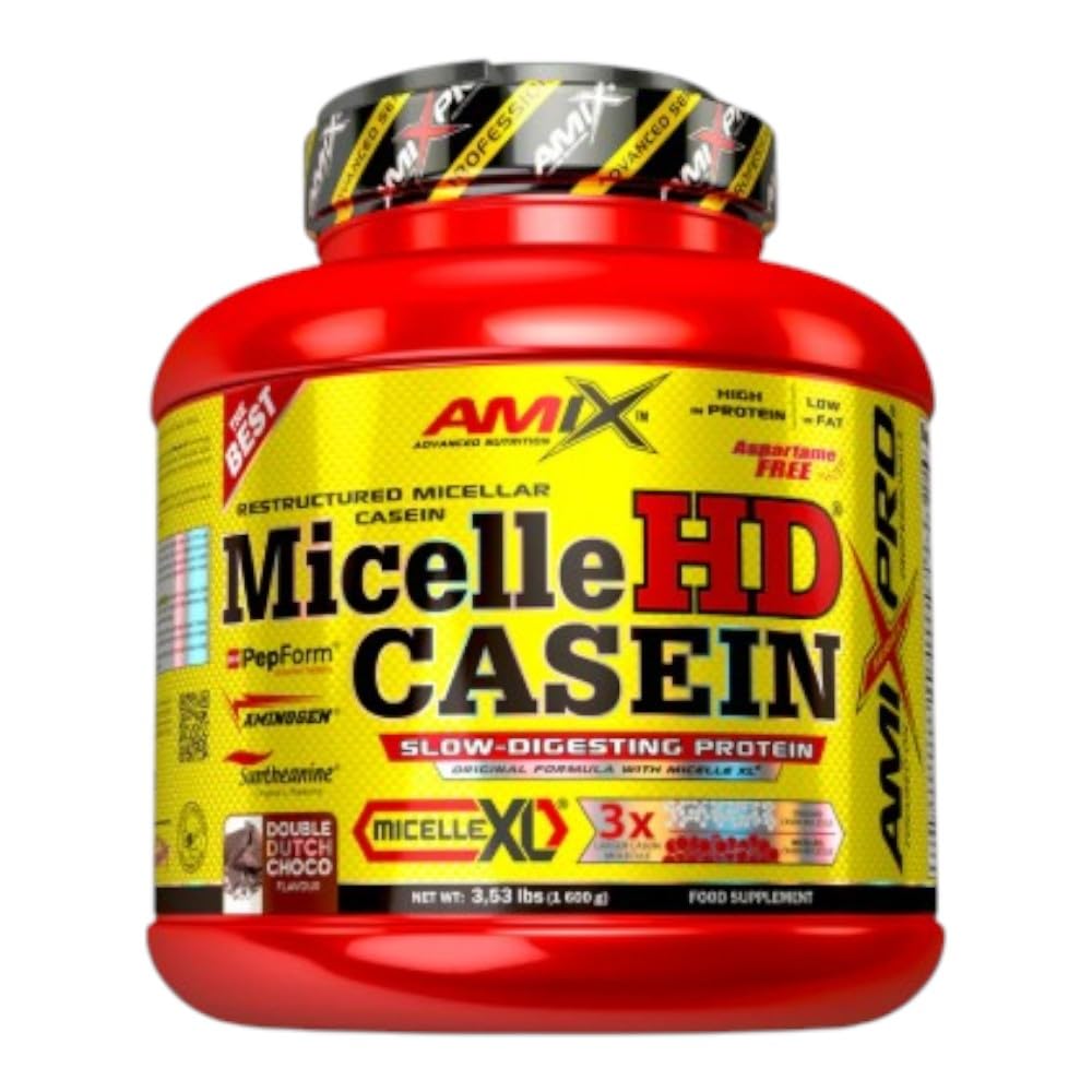 AMIX Nutrition, Micelle Hd Casein, Caseina Proteína, Contenido 1600 g, Sabor a Milk Vainilla, Suplemento Alimenticio con Proteína de Suero, Composición Exclusiva para Aumentar Masa Muscular