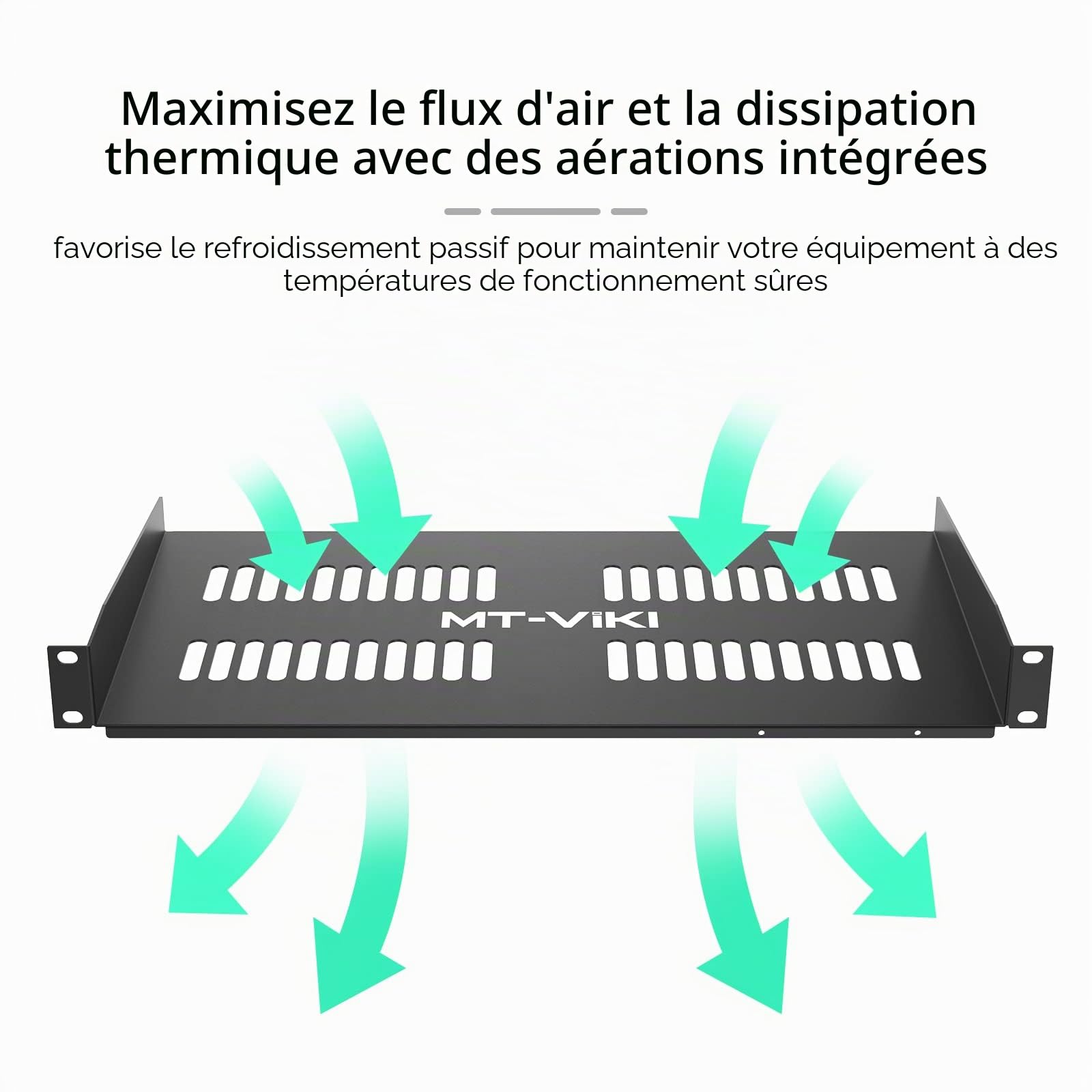 MT-VIKI 2 pièces 1U 19 Pouces étagère pour Armoire réseau 1U perforé Serveur de Montage en Rack pour armoires réseau 19 Pouces 22kg 250mm de Profondeur étagère 2 pièces