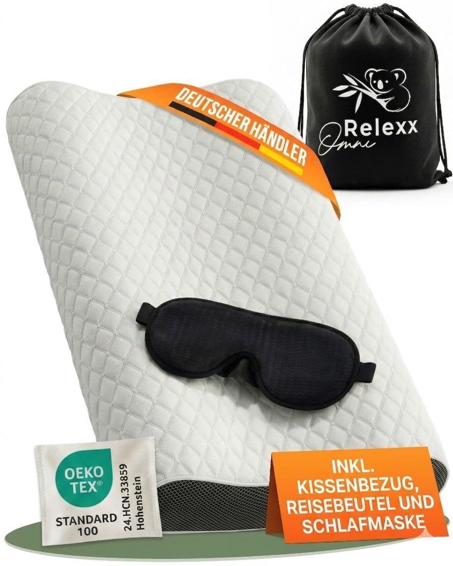 Ergonomisches Nackenstützkissen – Pillow - Seitenschläferkissen | Atmungsaktives Nackenkissen - Kissen - Reisekissen - Kühlendes Kopfkissen – Premium Memory Foam Kissen - Schlafkissen