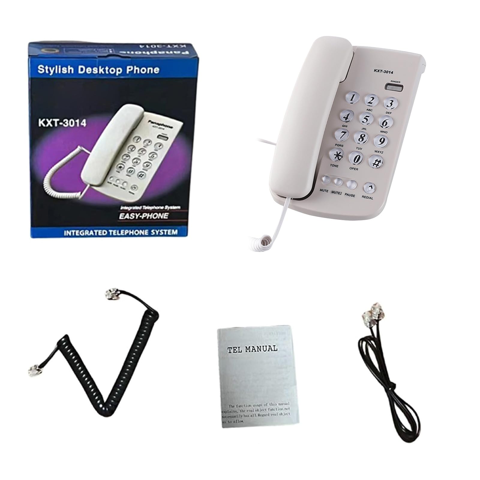 Telefono con filo Desktop House Phone Emegency Telefono Anziani Big Button Telefono integrato per Home Office Telefono con filo Pulsanti grandi Telefono da ufficio Telefono di casa Telefono di