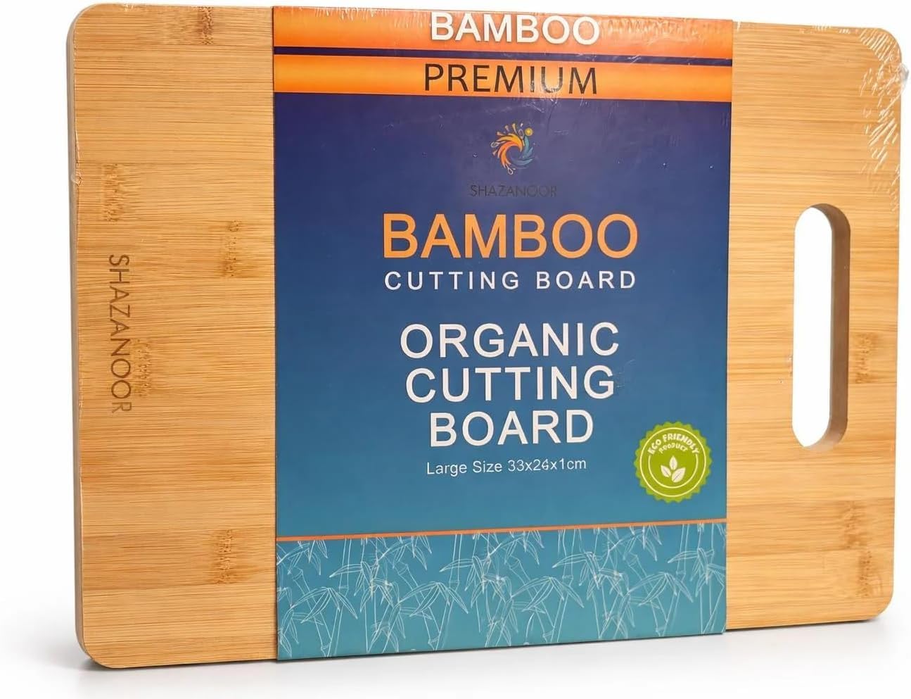 Premium Bamboo Cutting Board for Kitchen | Wooden Chopping Board with Juice Groove & Handle |Durable Chopping Block for Meat, Vegetables, Fruits & Serving Platter (33 x 24 cm)- Pack of 3