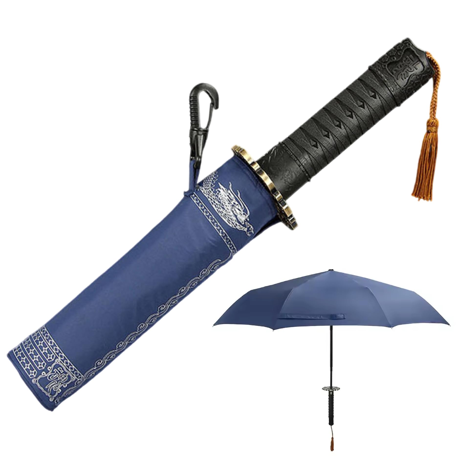 AZIDWERYQ Katana Umbrella Creative Japanese Waterproof Windproof Polyester Sword Umbrella for Rain, Samurai Cosplay with Steel Rib & Plastic Handle