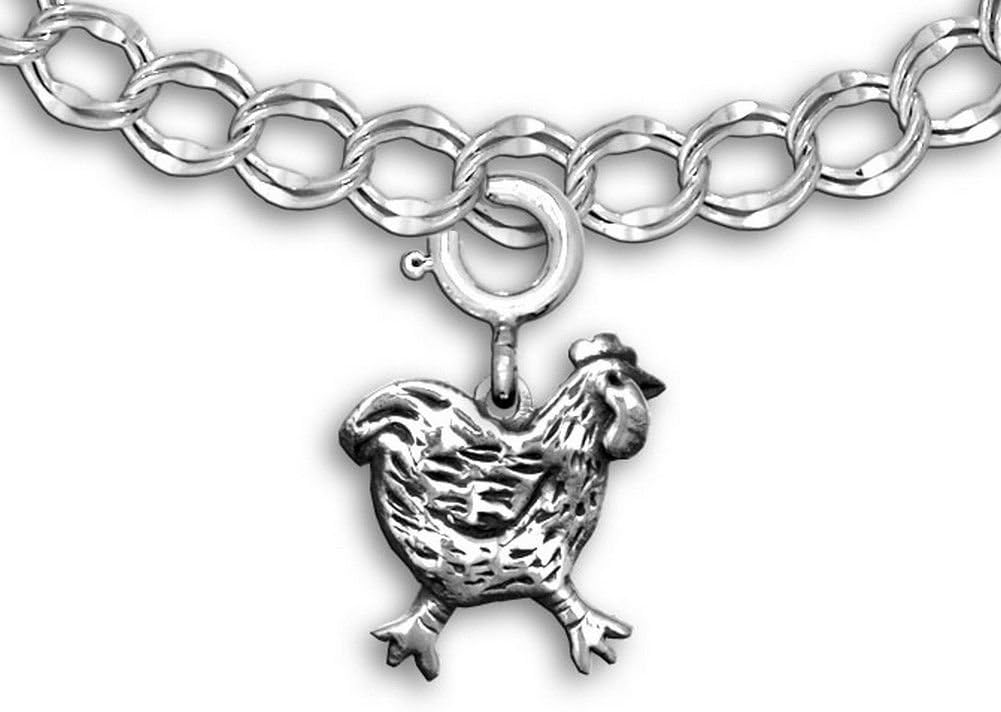 Sterling Silver Chicken Charm for Charm Bracelet - Backyard Hen Gifts for Women