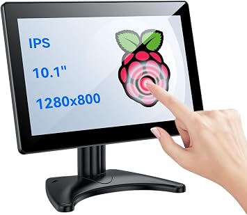 Eyoyo 10.1-inch Small Touchscreen Monitor 1280x800 IPS Display, 10-Point Touch, HDMI VGA AV Input, Built-in Speakers, Metal Case, VESA 75x75, Touch Screen Monitor for Raspbery Pi, PC, CCTV, POS
