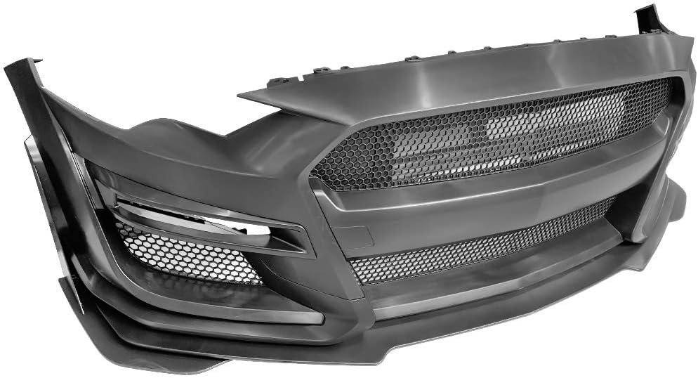 IKON MOTORSPORTS, Front Bumper Cover Compatible With 2018-2023 Ford Mustang,GT500 Style, Grille Fog Light Cover Lip Splitters PP,Painted Twister Orange CA, ALLRHWHA, M7434
