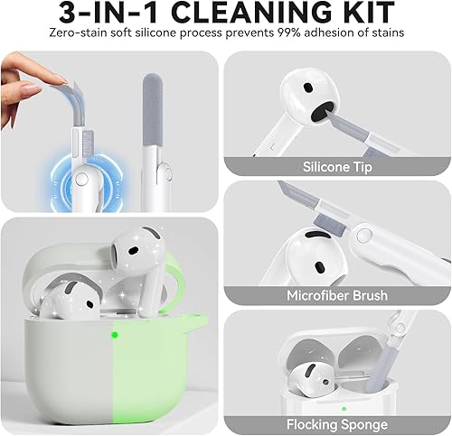 Miniatura 112 de Funda para AirPods 4, color rosa con kit de limpieza, funda de silicona suave para Airpod 4, compatible con Apple Airpods de 4ª generación 2024,