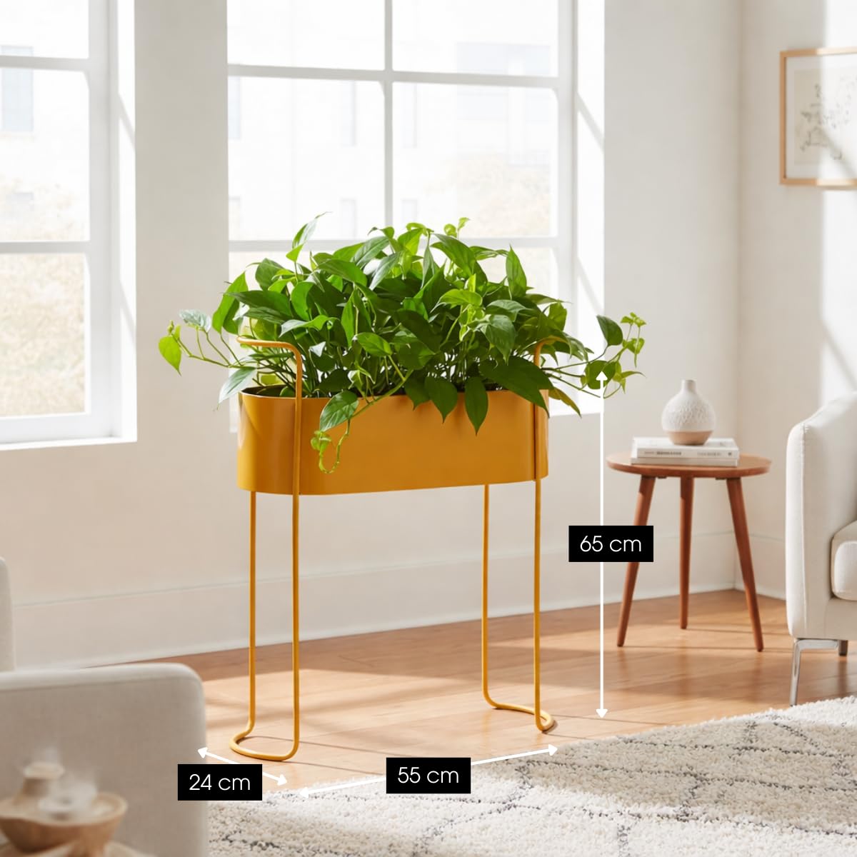 MICA Decorations Moritz Pflanzenständer – Pflanzentopf für Blumen und Zimmerpflanzen – Für den Innenbereich – 55 x 24 x 65 cm – Eisen – Braun