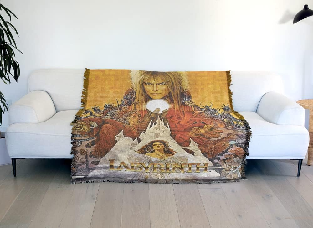 LOGOVISION Labyrinth Blanket, 50"x60" Crystal Ball Woven Tapestry Cotton Blend Fringed Throw