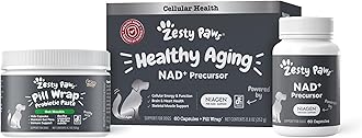Zesty Paws NAD+ Precursor Supplement for Dogs - Niagen for Healthy Aging & Skeletal Muscle Support & Recovery - Brain, Heart, & Cellular Energy Support - Nicotinamide Riboside Chloride - 60 Capsules