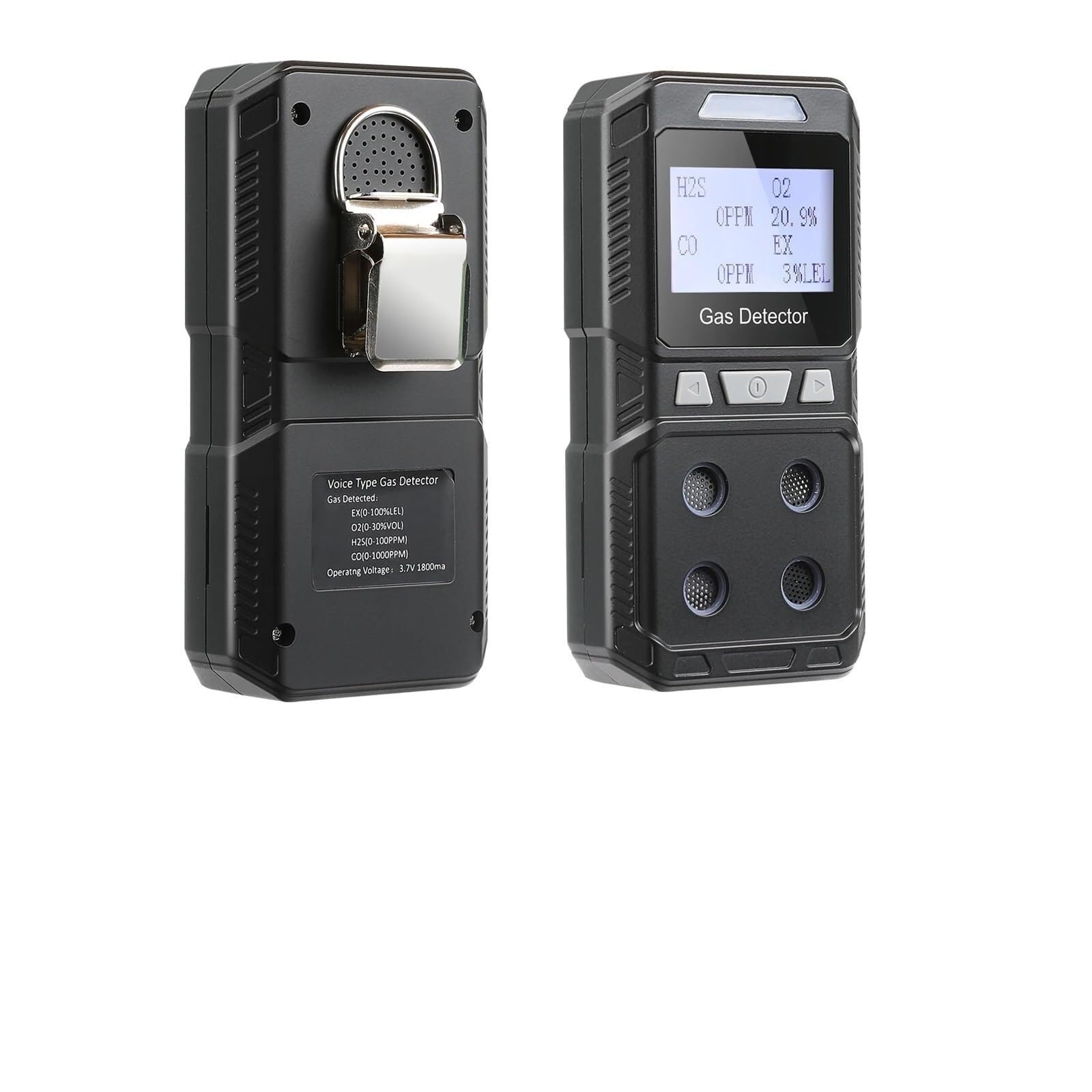 Monitor de co2, Detector De Gas Portátil 4 Monitor Multigas Recargable Analizador Calidad del Aire Medidor EX O2 H2S CO En 1 para El Trabajo Y Hogar para el hogar