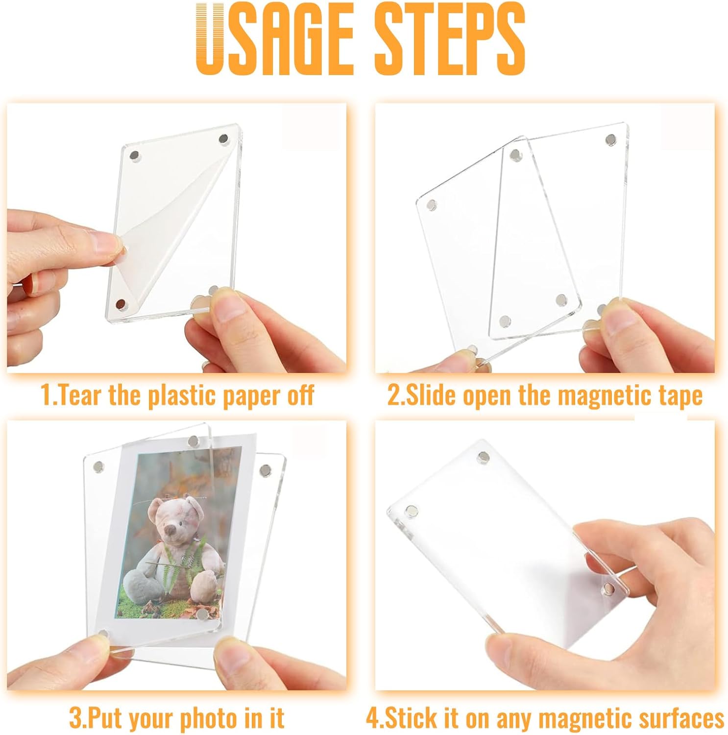 Acrylic Fridge Magnetic Frame Double Sided Clear Fridge Magnetic Picture Frame Magnetic Refrigerator Photo Frame for Locker Cubicle Display Children Artworks Schedules (Clear 8 * 11inch 2PCS)