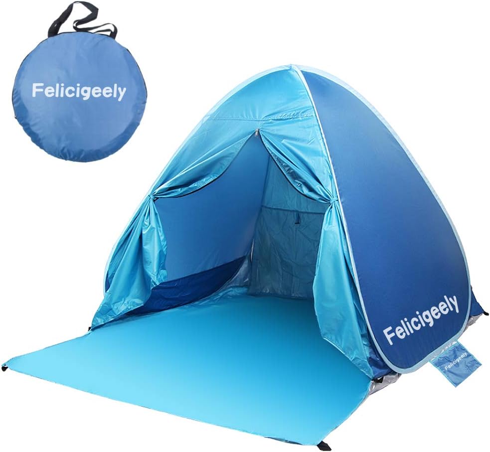 Felicigeely Beach Tent,UPF 50+ Portable Pop up Sun Shelter with Carry Bag,Automatic