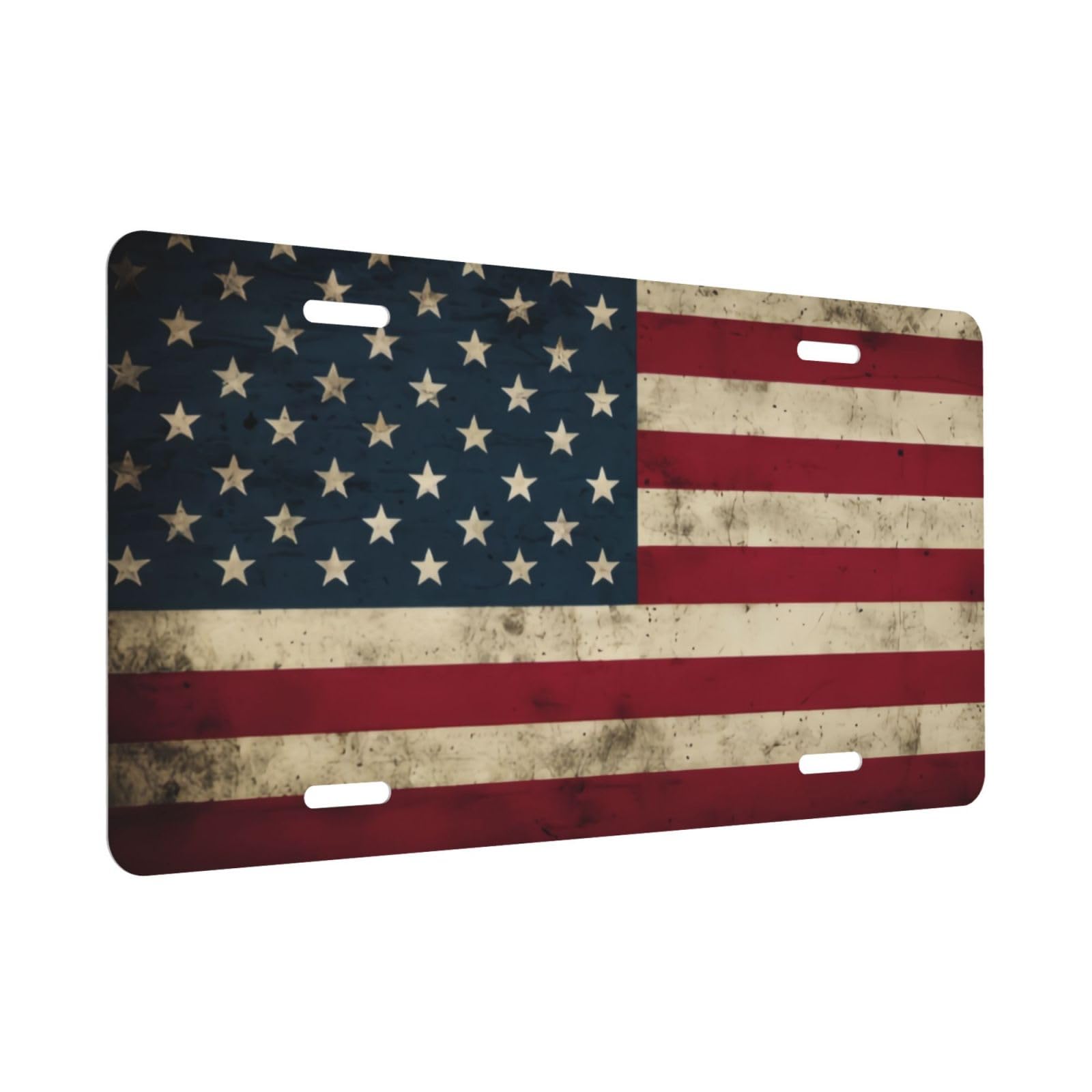 USA Flag License Plate, Decorative Car Front License Plate, Aluminum Novelty License Plates Vanity Tag Metal Car Plate for Women Men 6 X 12 Inch